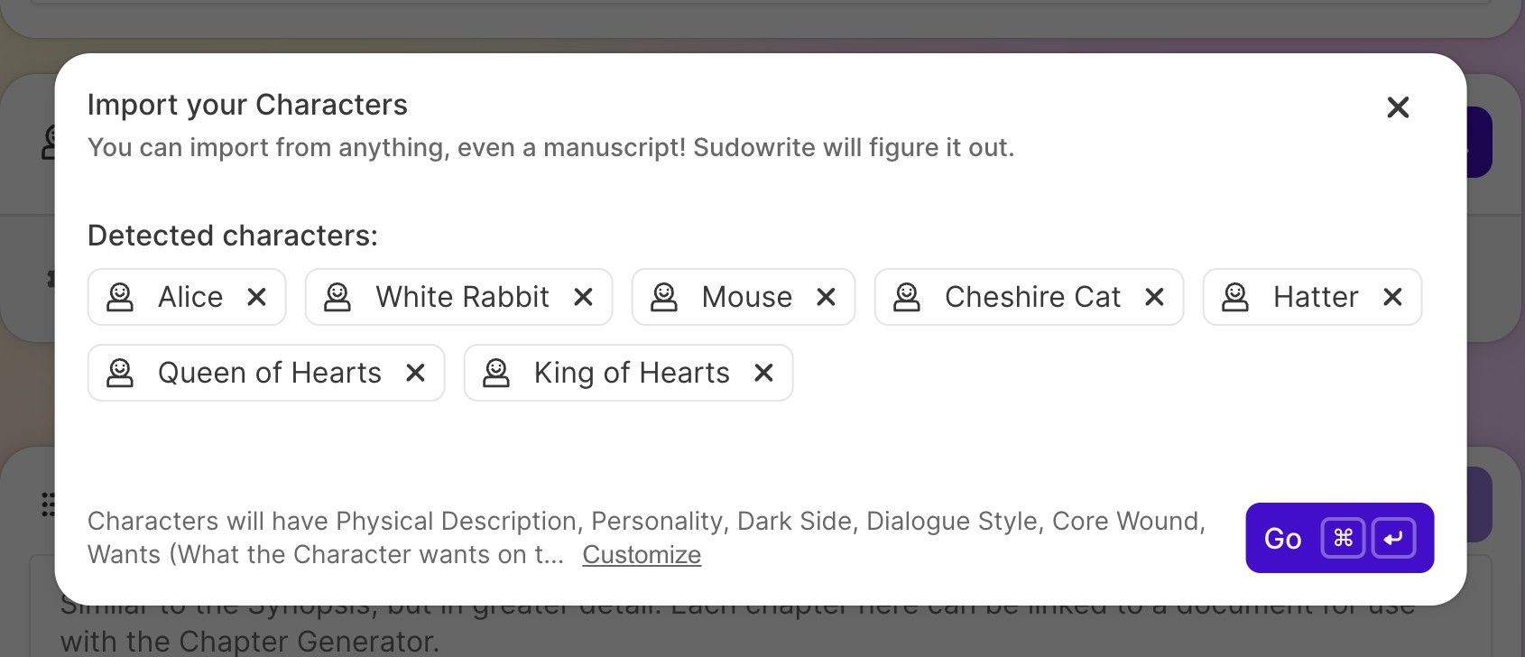 Sudowrite Story Bible - Character cards and worldbuilding elements for fiction writing consistency