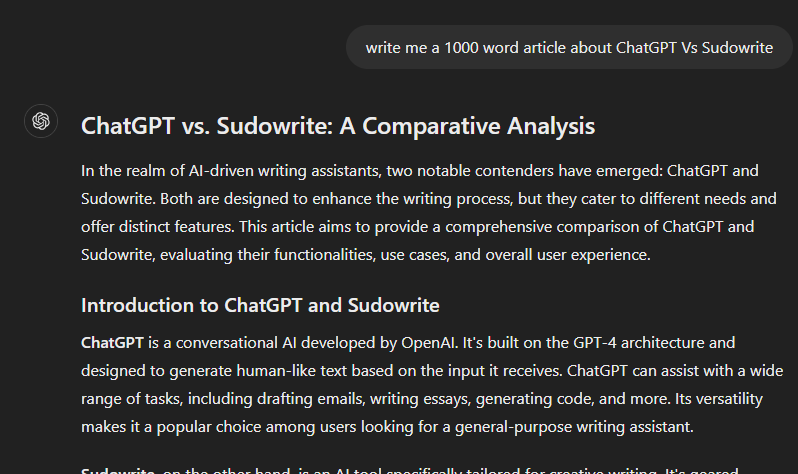 Sudowrite vs ChatGPT comparison for fiction writing - purpose-built AI vs general-purpose